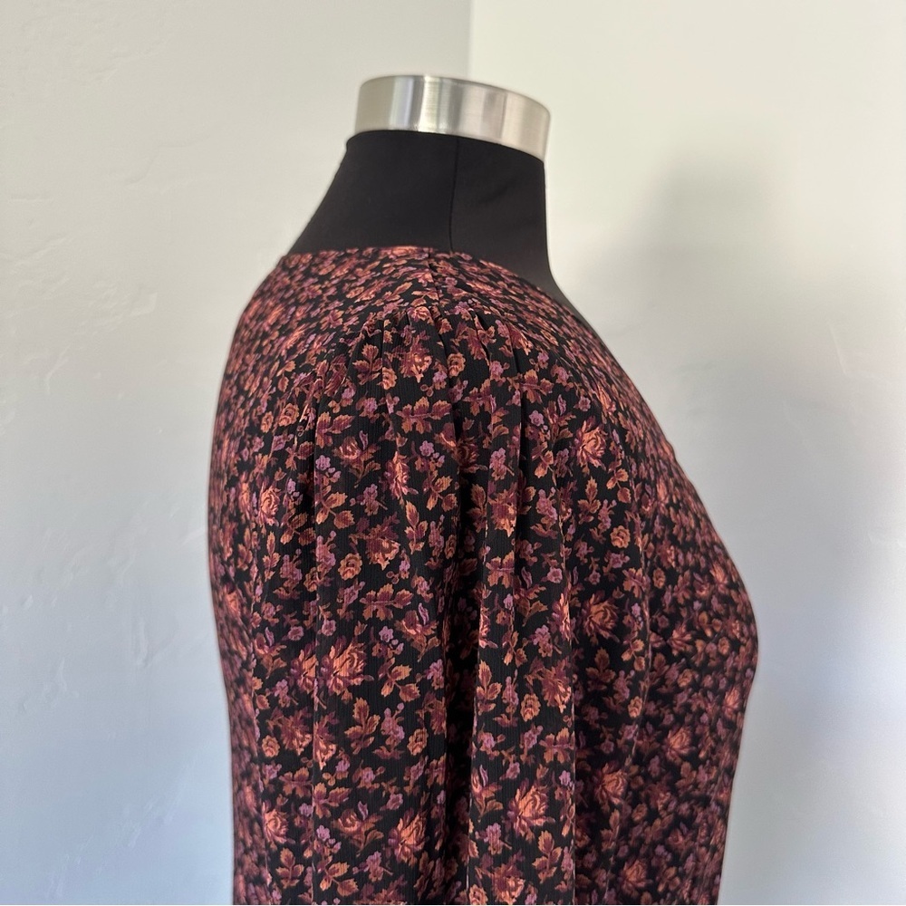 Madewell Georgette Smocked Cuff Button Front Top In Orchid Floral Blouse Size 2 - Picture 9 of 14